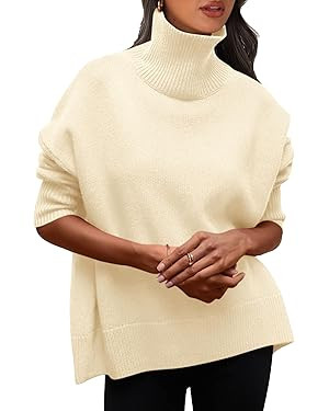 PRETTYGARDEN Women's Turtleneck Oversized Sweater Long Sleeve Chunky Knit Pullover Casual Winter ... | Amazon (US)