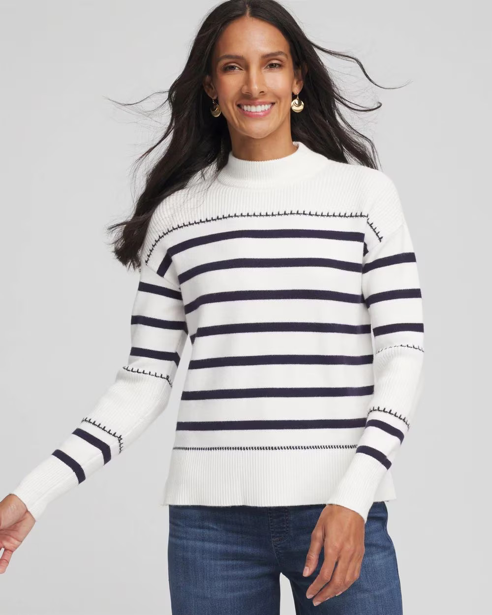 Striped Relaxed Mockneck Pullover | Chico's