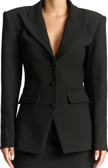 Naked Wardrobe Fitted Blazer in Cabernet at Nordstrom, Size Small | Nordstrom