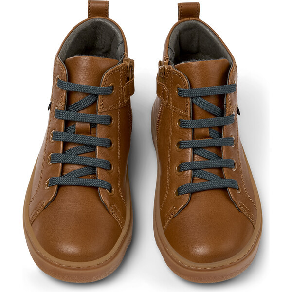 Kids Kiddo Zipped Lace-Up Ankle Boots, Medium Brown | Maisonette