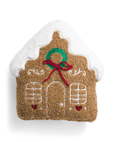 18X13 Teddy Shaped Gingerbread House Pillow, Polyester | TJ Maxx