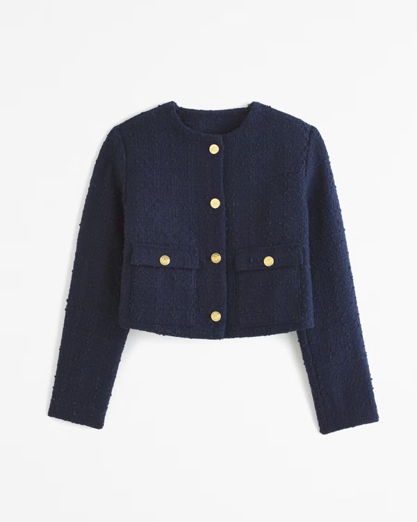 Women's Collarless Boucle Jacket | Women's Coats & Jackets | Abercrombie.com | Abercrombie & Fitch (US)