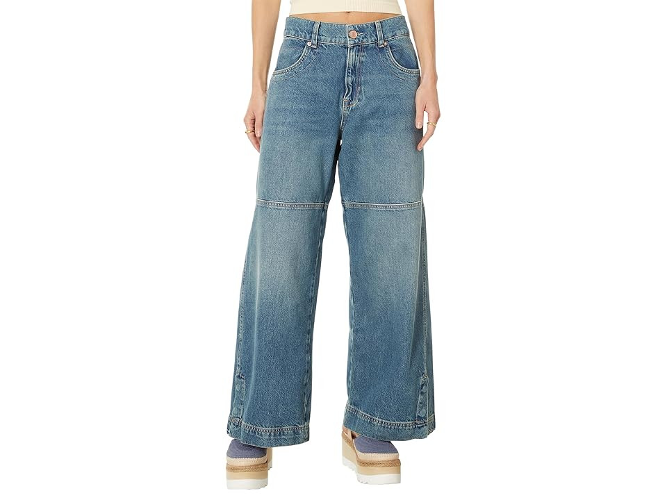 Free People Benji Relaxed Wide Legs Women's Jeans Salt of the Earth : 28, Cotton/Denim/Jersey | Zappos