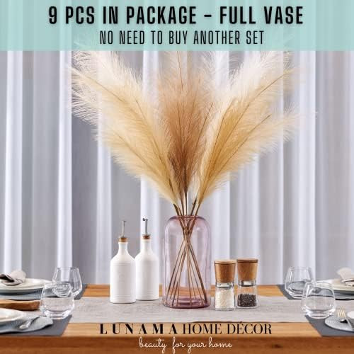 9 Pcs of 33” Tall Pampas Stems in 3 Natural Colors  | Amazon (US)