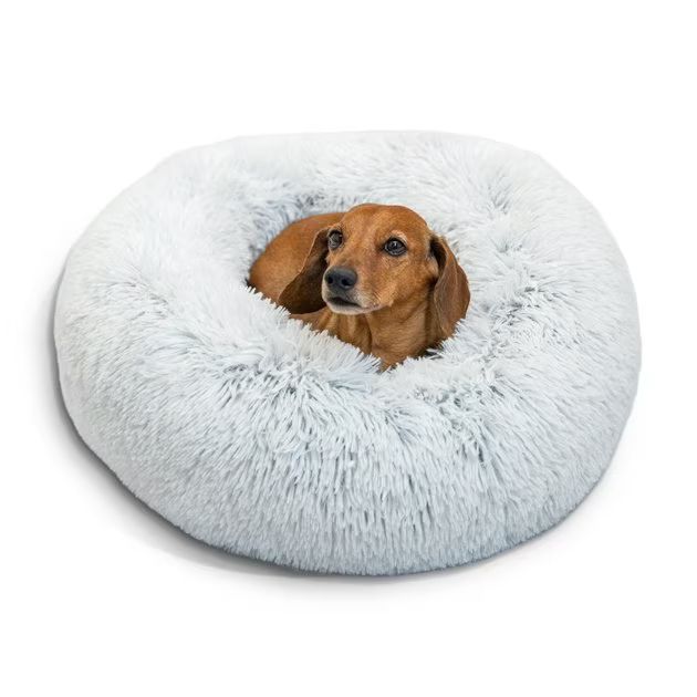 Best Friends by Sheri The Original Calming Shag Fur Donut Cuddler Cat & Dog Bed, Taupe, Large | Chewy.com