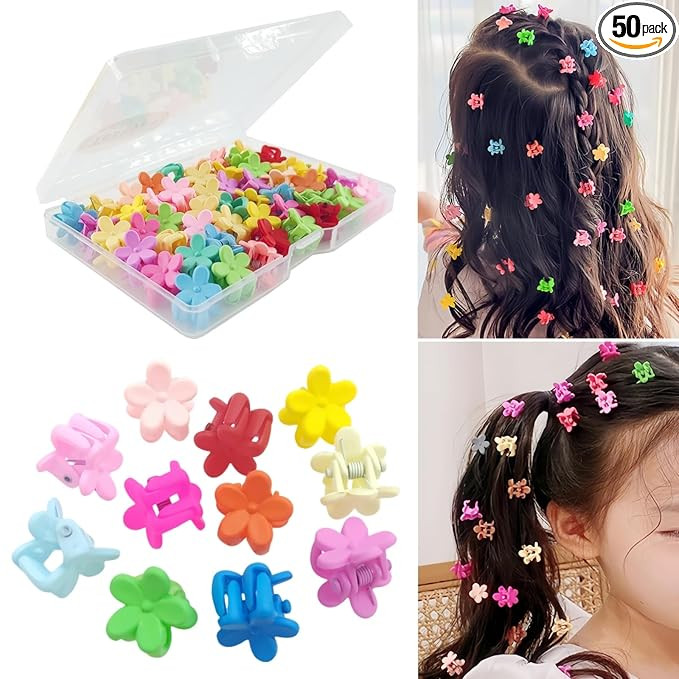 50Pcs Mini Flower Hair Clip Colorful Mini Hair Claw Baby Hair Clips Toddler Hair Clips Girls Deco... | Amazon (US)