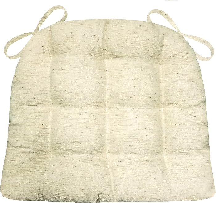 Barnett Home Decor Dining Chair Pad with Ties - Granite Natural Dining Chair Cushions Size Small ... | Amazon (US)