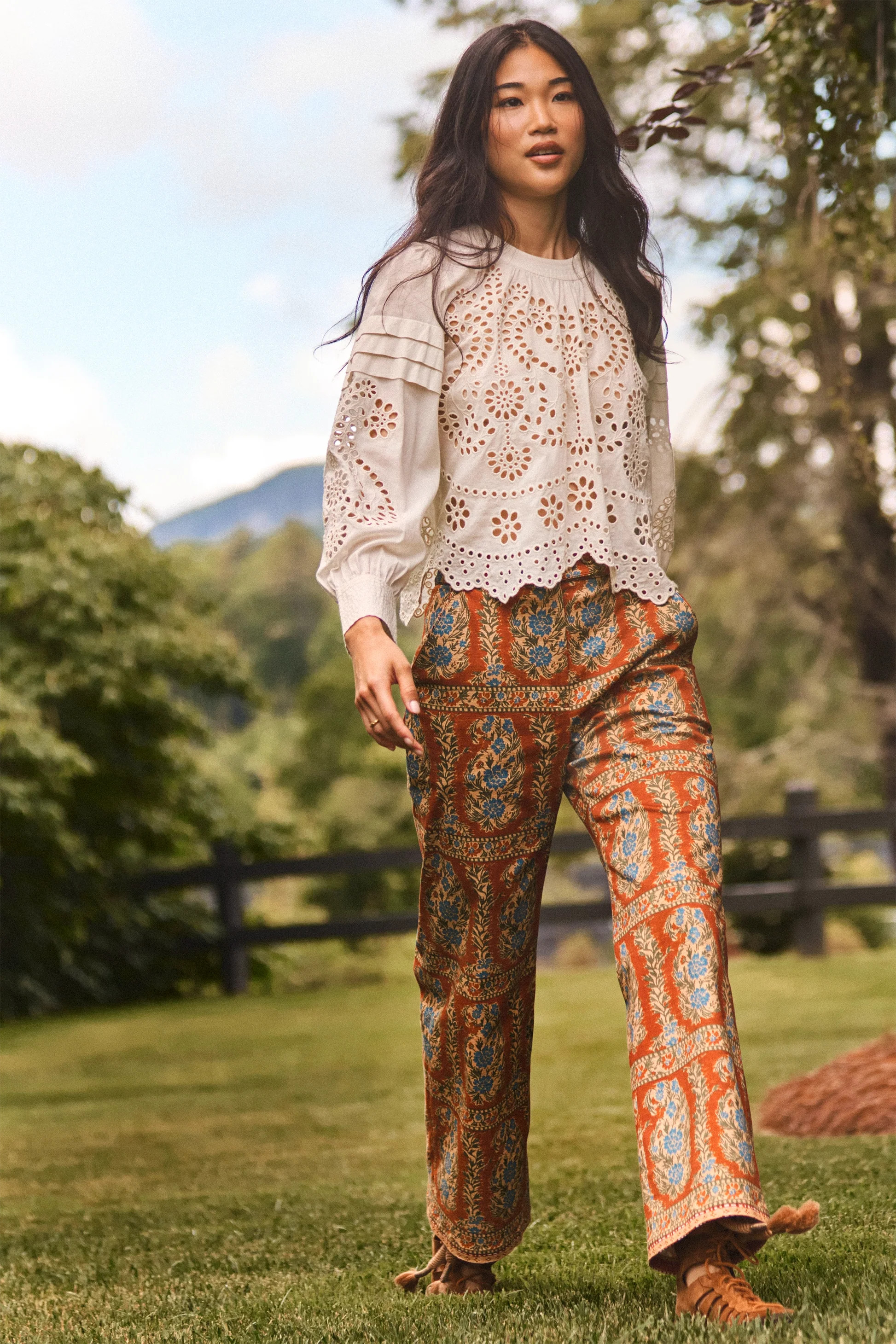 Juno Pant | Straight Leg Paisley Pant | Hunter Bell | Hunter Bell
