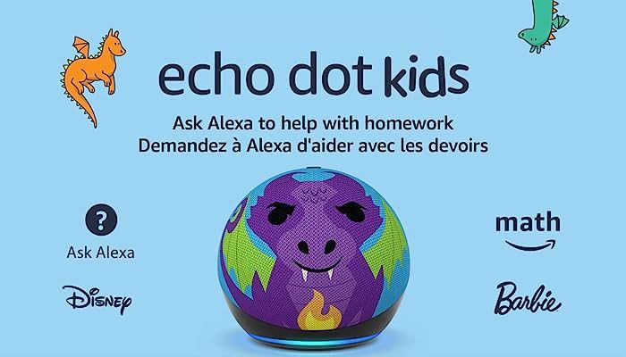 Echo Dot (5th Gen, 2022 release) Kids | Designed for kids, with parental controls | Dragon | Amazon (US)