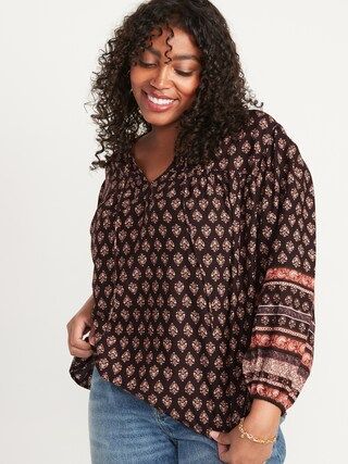 Long-Sleeve Smocked Printed Poet Blouse for Women | Old Navy (US)