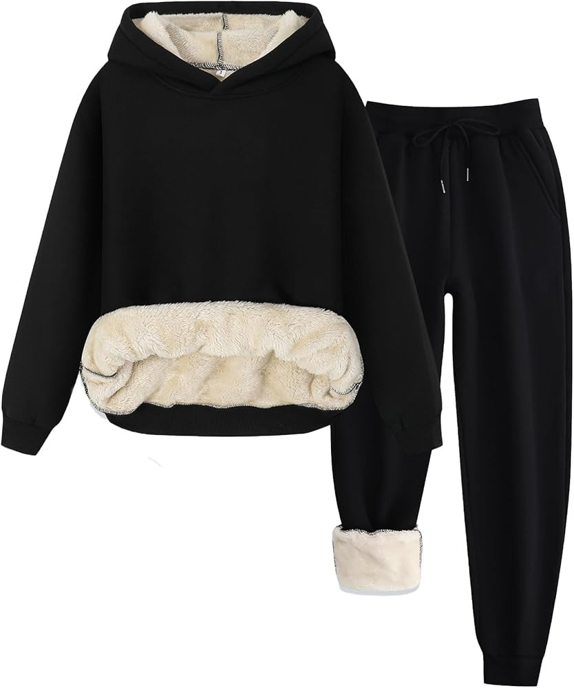 Colorful world Fleece Lined Lounge Sets for Women 2 Piece Outfits Tracksuit Pullover Hoodies Tops... | Amazon (US)