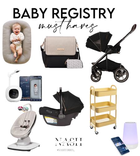 Some of my favorite things from our baby registry! Nuna Mixx stroller and matching Pipa Lite RX car seat, snuggle me organic lounger, hatch, Nanit camera , diaper cart in gold and Petunia Pickle Bottom diaper bag  

#LTKhome #LTKbaby #LTKbump