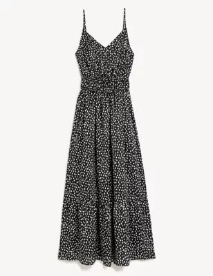 Printed V-Neck Midaxi Waisted Dress | M&S Collection | M&S | Marks & Spencer IE