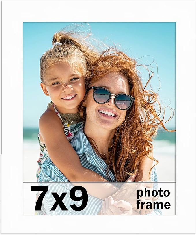 7x9 Frame White Solid Wood Picture Frame Includes UV Acrylic Shatter Guard Front, Acid Free Foam ... | Amazon (US)