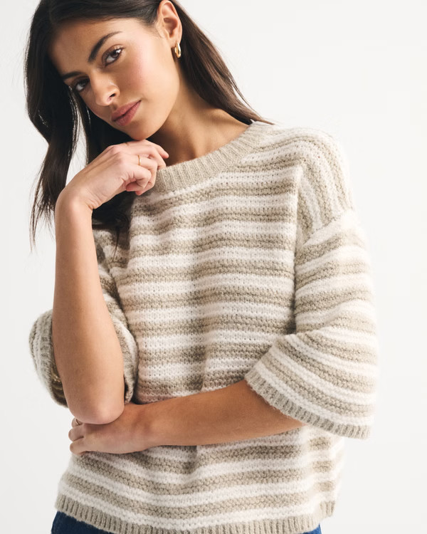 Women's Oversized Textural Stitch Sweater Tee | Women's Tops | Abercrombie.com | Abercrombie & Fitch (US)