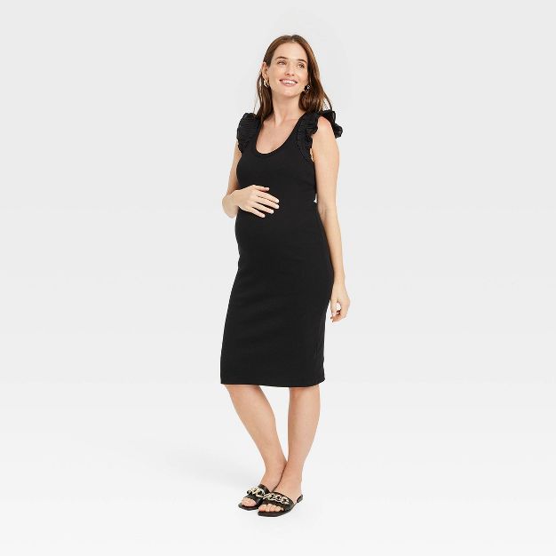 The Nines by HATCH™ Flutter Short Sleeve Ribbed Jersey Maternity Dress | Target