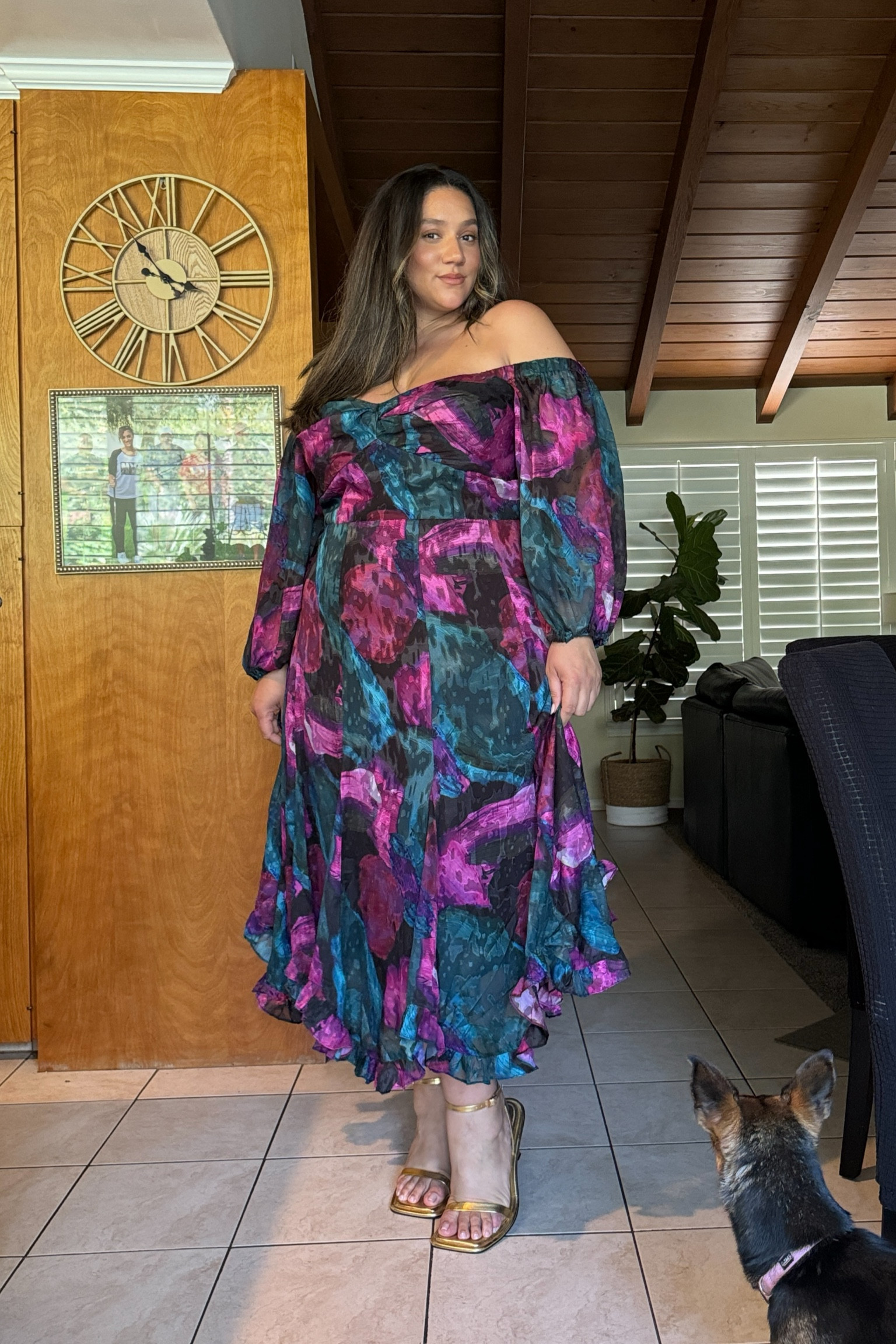 Ugh I think this is a beautiful dress! I ordered a 3X and I would say it runs large, I would consider sizing down. The sleeves do fall on me in this size, but I prefer off the shoulder anyway. No stretch but it does have elastic shirred fabric in the back where the zipper is. Shop the Anthro spring sale exclusively via LTK 3/8-3/11! 20% off $100 

Wedding guest dress
Spring dress
Plus size dress 

#LTKplussize #LTKSpringSale #LTKsalealert