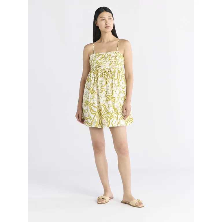 Free Assembly Women's Pleated Cotton Mini Dress, Sizes XS-XXXL | Walmart (US)