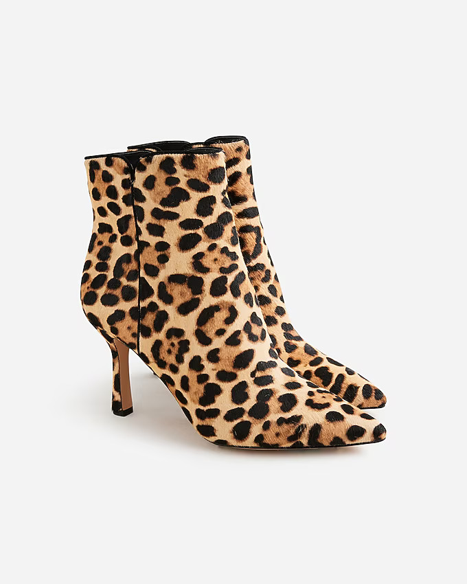 Pointed-toe ankle boots in leopard calf hair | J. Crew US