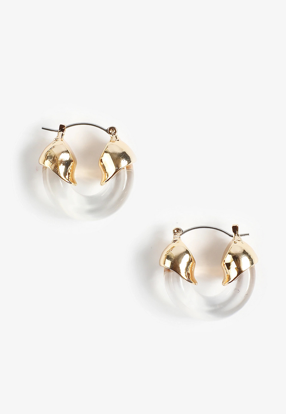 Clear Resin Sculpted Gold Hoop Earrings | Maurices