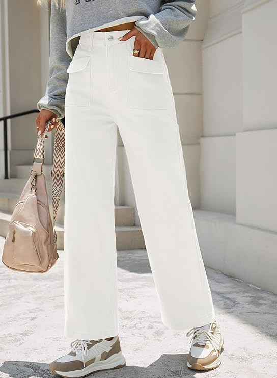 Dokotoo Womens Cargo Pants Women Baggy Wide Leg High Waist Casual Pants Jean Stretch Pants | Amazon (US)