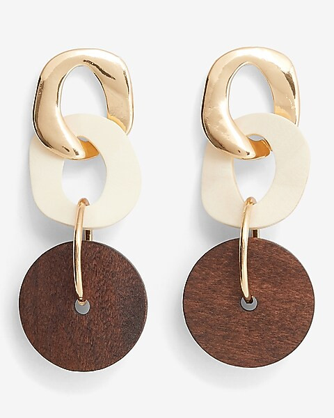 Linked Wood Drop Earrings | Express