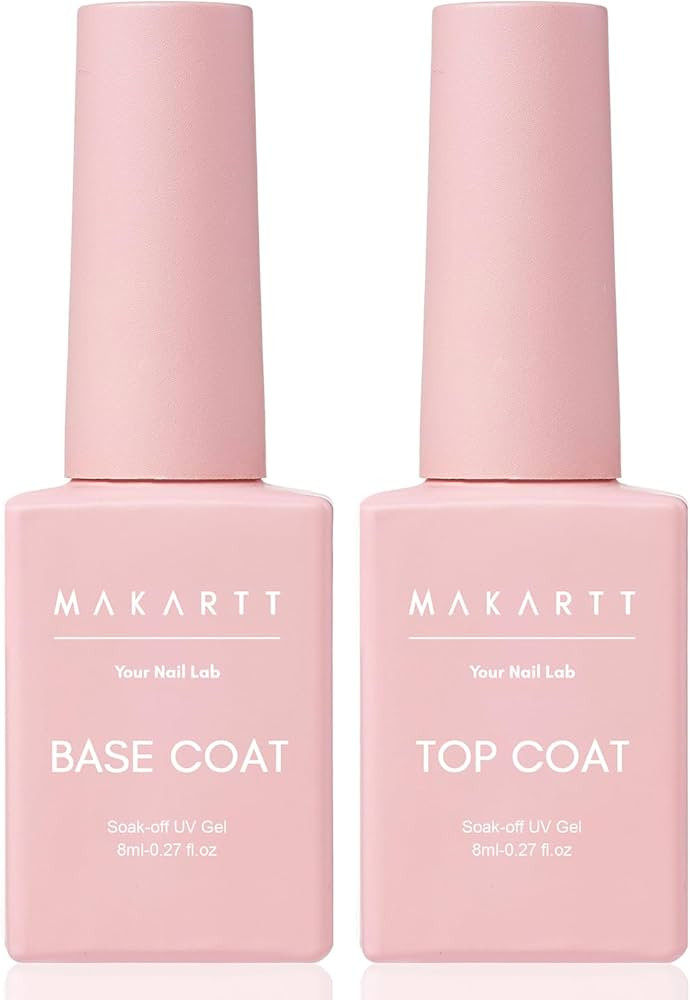Makartt Gel Top Coat and Base Coat Kit: Clear Gloss Shiny No Wipe Stain Resistant General Top Coa... | Amazon (US)