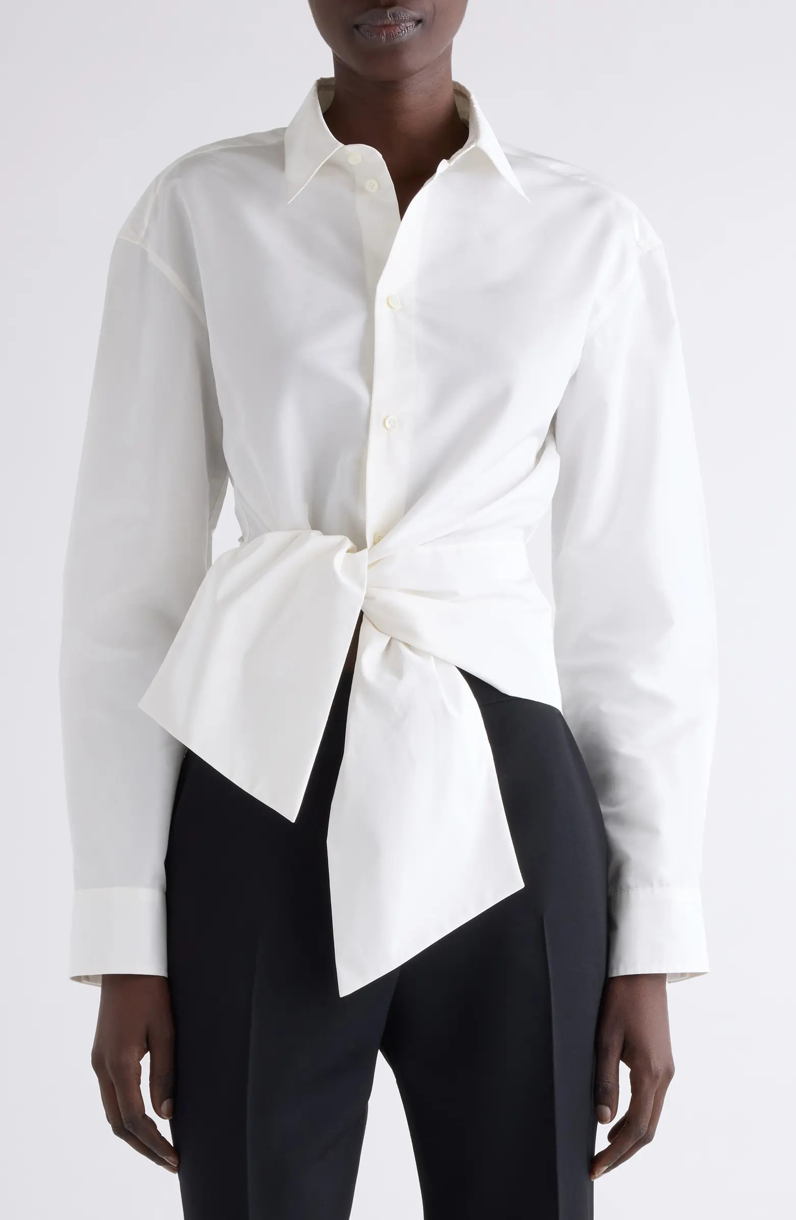 Bow Taffeta Button-Up Shirt | Nordstrom