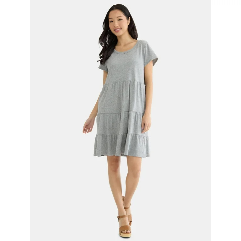 Time and Tru Women's Tiered Knit Dress, XS-XXXL | Walmart (US)