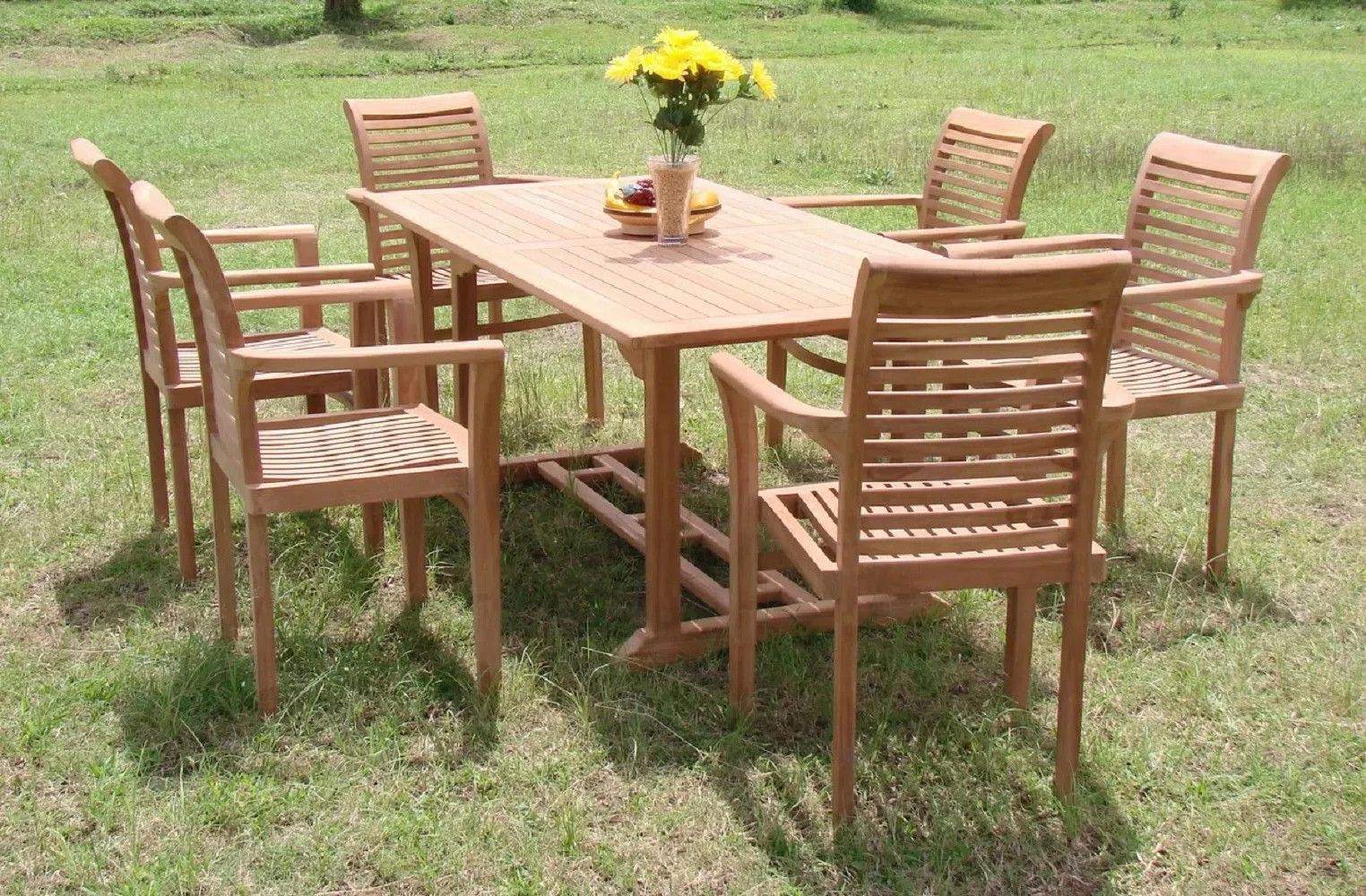 Fresno 6 - Person Rectangular Teak Outdoor Dining Set | Wayfair North America
