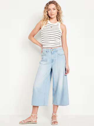 High-Waisted Baggy Wide-Leg Culotte Jeans | Old Navy (US)