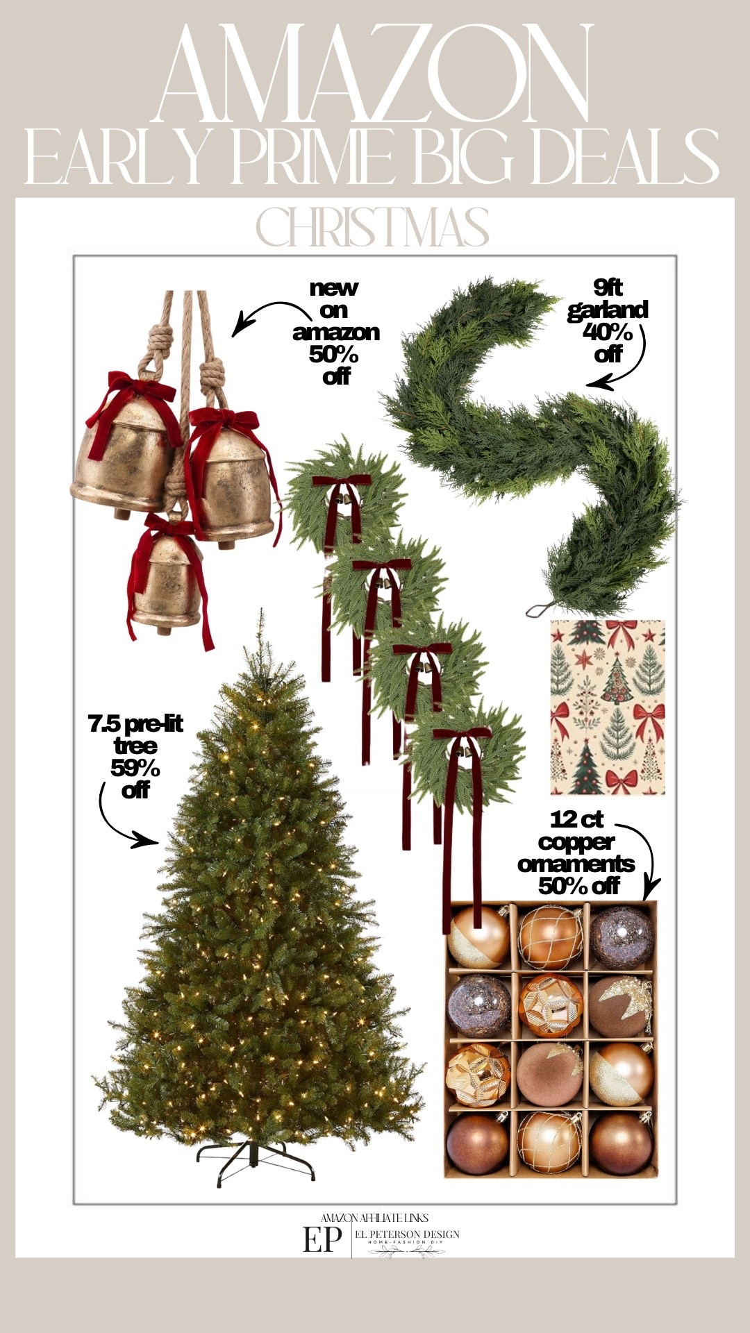 Amazon
Early Prime Big Deals 
Christmas 
Christmas tree
Bells
Wreaths
Garland
Ornaments
Wrapping paper

#LTKHome #LTKSaleAlert