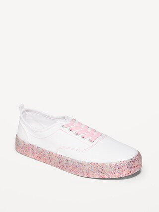 Elastic-Lace Canvas Glitter-Jelly Sneakers for Girls | Old Navy (US)