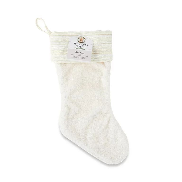 My Texas House, White and Gold Faux Fur, Christmas Stocking, 20 inch | Walmart (US)