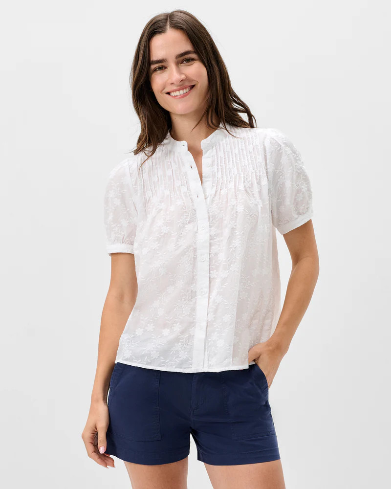 Rosie Pintuck Cotton Blouse | johnnie O