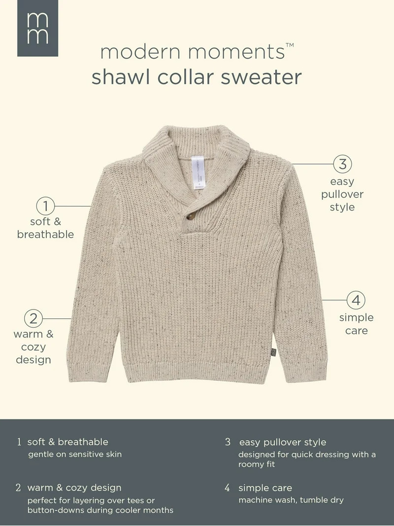 Modern Moments by Gerber Toddler Boy Shawl Collar Sweater, Sizes 12M-5T | Walmart (US)