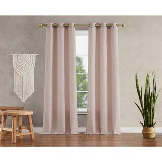 Jessica Simpson Groovy Textured Blush Pink Polyester Blackout Grommet Tiebacks Curtain - 38 in. W x  | The Home Depot