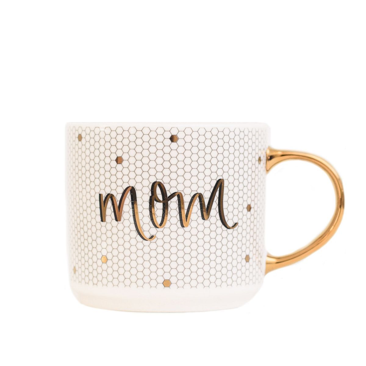 Sweet Water Decor Mom White and Gold Honeycomb Tile Coffee Mug - 17oz | Target