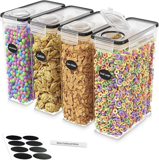 DWËLLZA KITCHEN Cereal Containers Storage Set of 4 - Cereal Dispenser Airtight Food Storage Cont... | Amazon (CA)