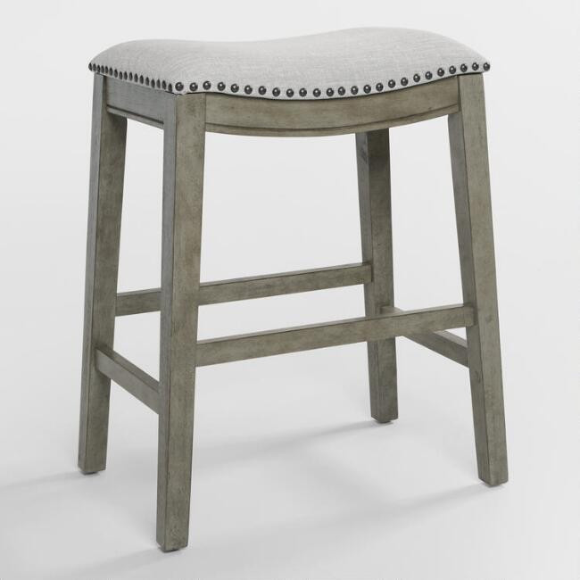 Antiqued Upholstered Jayceson Counter Stools Set of 2 | World Market