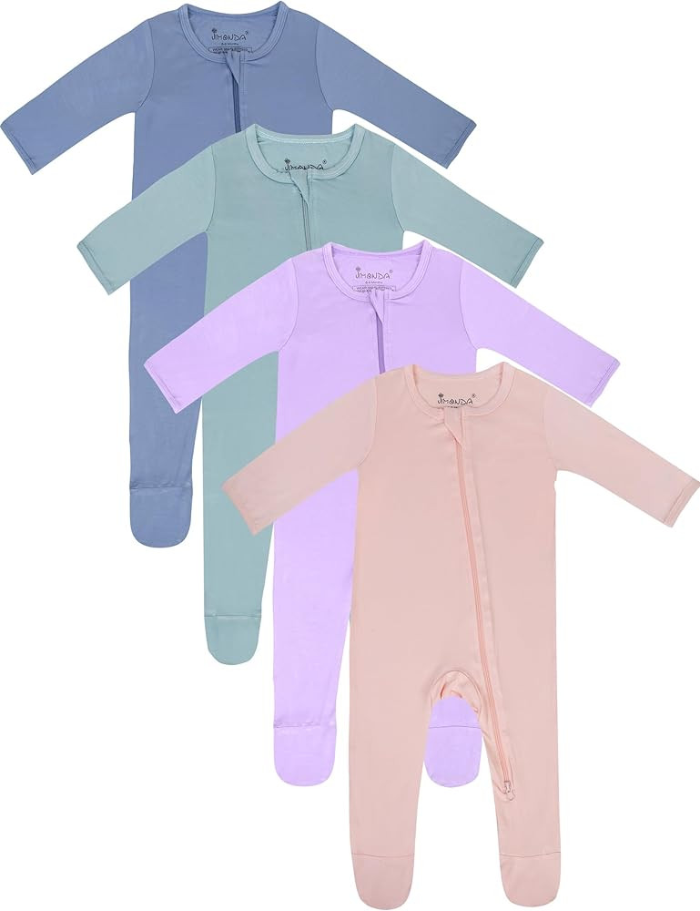 Jimonda Baby Boy Romper 4-Pack - Bamboo Zip-Up Pajamas for 0-24 Months,Unisex Footed Sleepers,Ult... | Amazon (US)