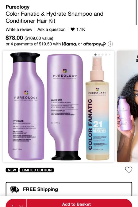 Purology shampoo, conditioner, and leave-in spray set!