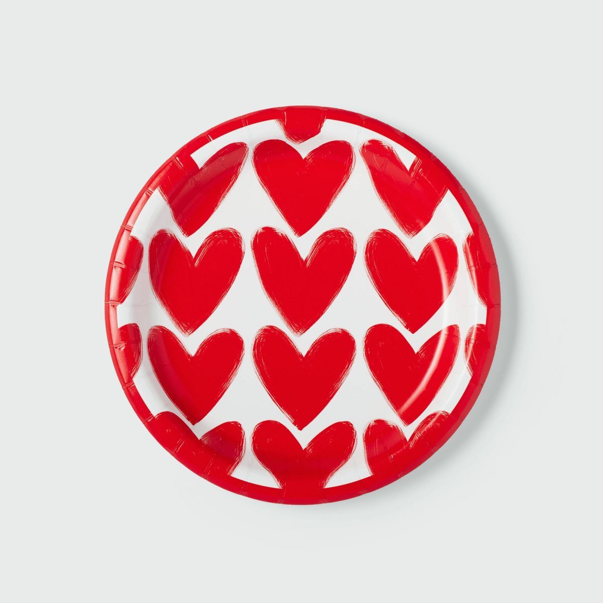 20ct Disposable Valentine Dinner Plate Red/White Hearts - Spritz™ | Target