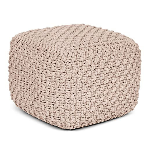 BirdRock Home Square Pouf Foot Stool Ottoman for Living Room & Bedroom - Natural | Walmart (US)