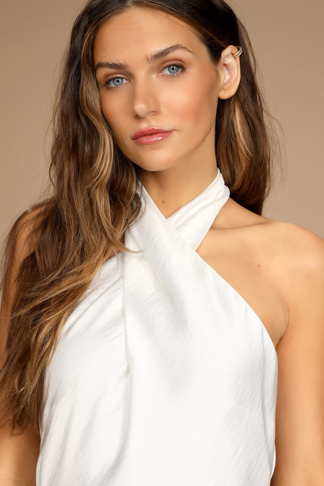 Beyond Classy White Satin Halter Midi Dress | Lulus