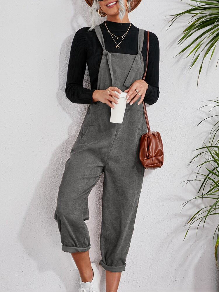 Slant Pockets Corduroy Overall Jumpsuit Without Tee | SHEIN