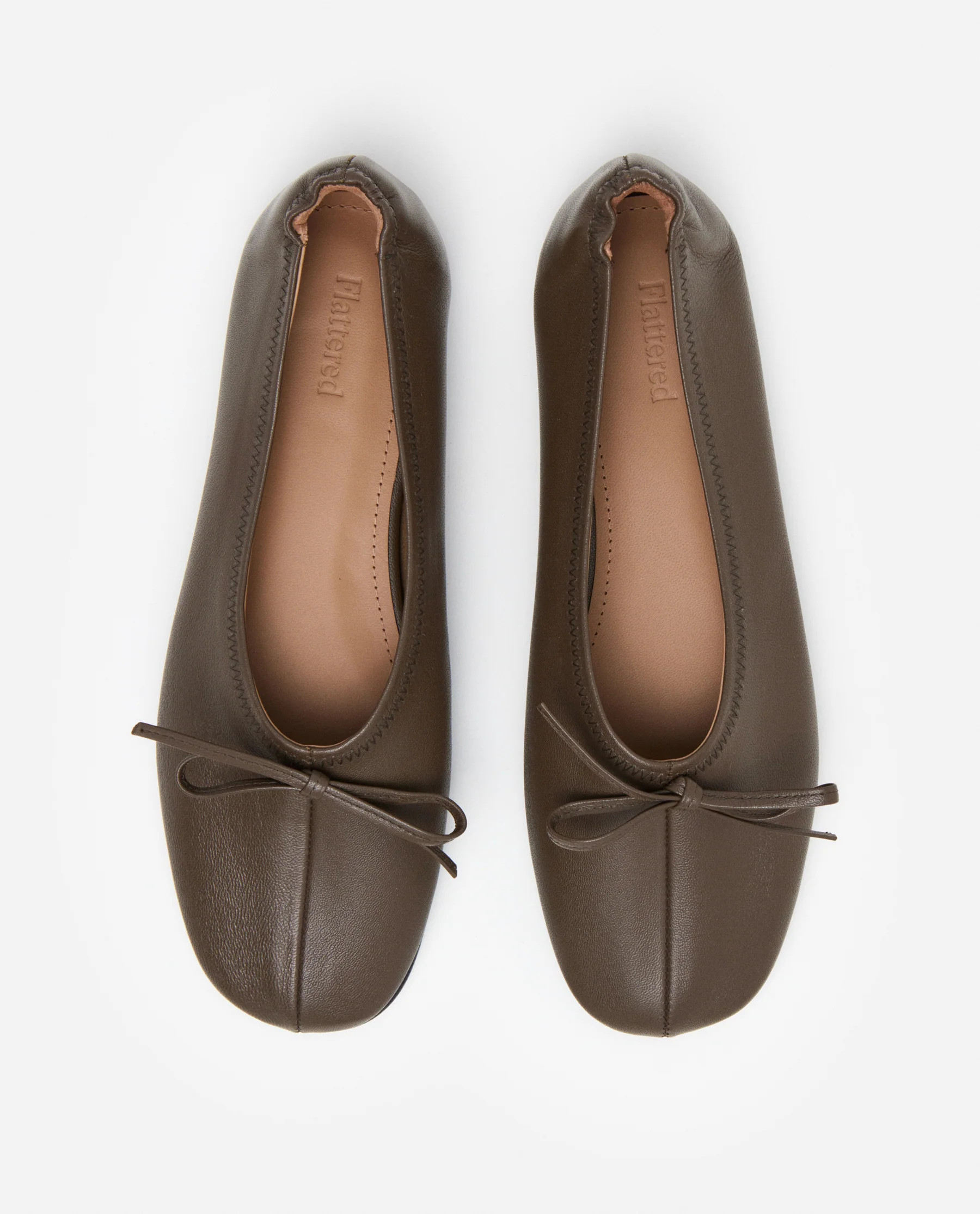 Blaise Leather Kaki Flat | Flattered