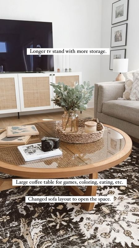 Living room inspo!  Coffee table - home decor - throw pillows - Walmart home - woven tray - area rug 

#LTKfindsunder50 #LTKhome #LTKVideo