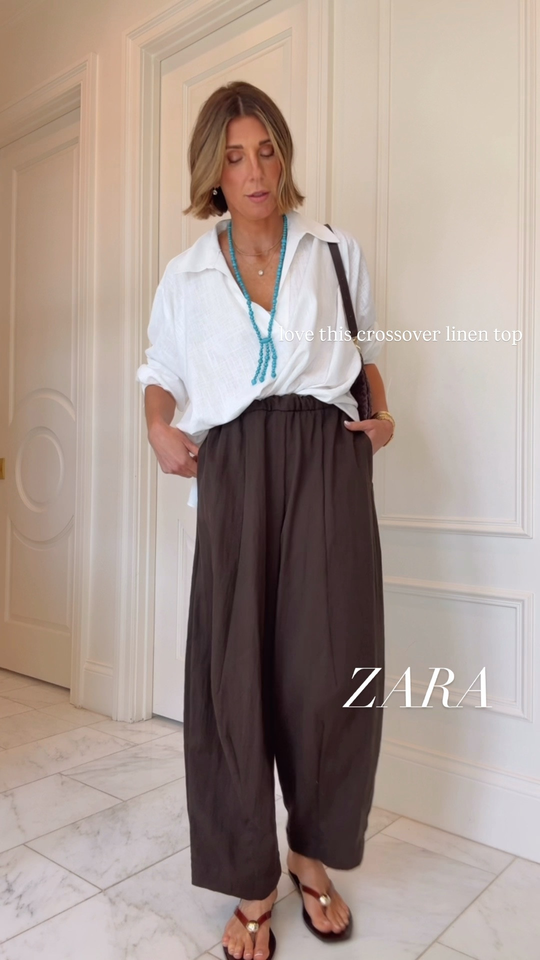 I'm wearing size xs in these linen pants from Zara .
