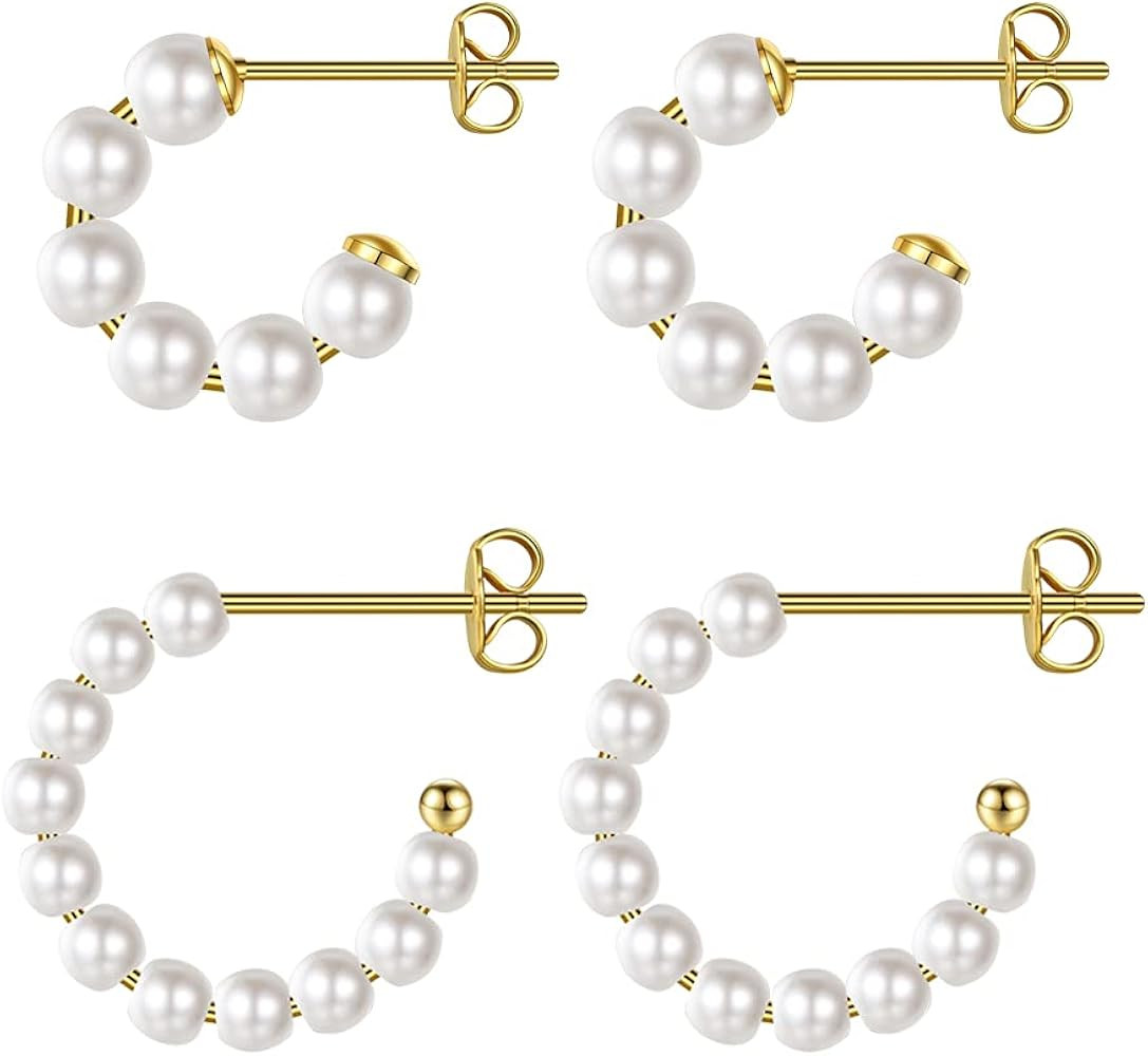 Famarine Pearl Hopp Earrings 2 Pairs | Amazon (US)